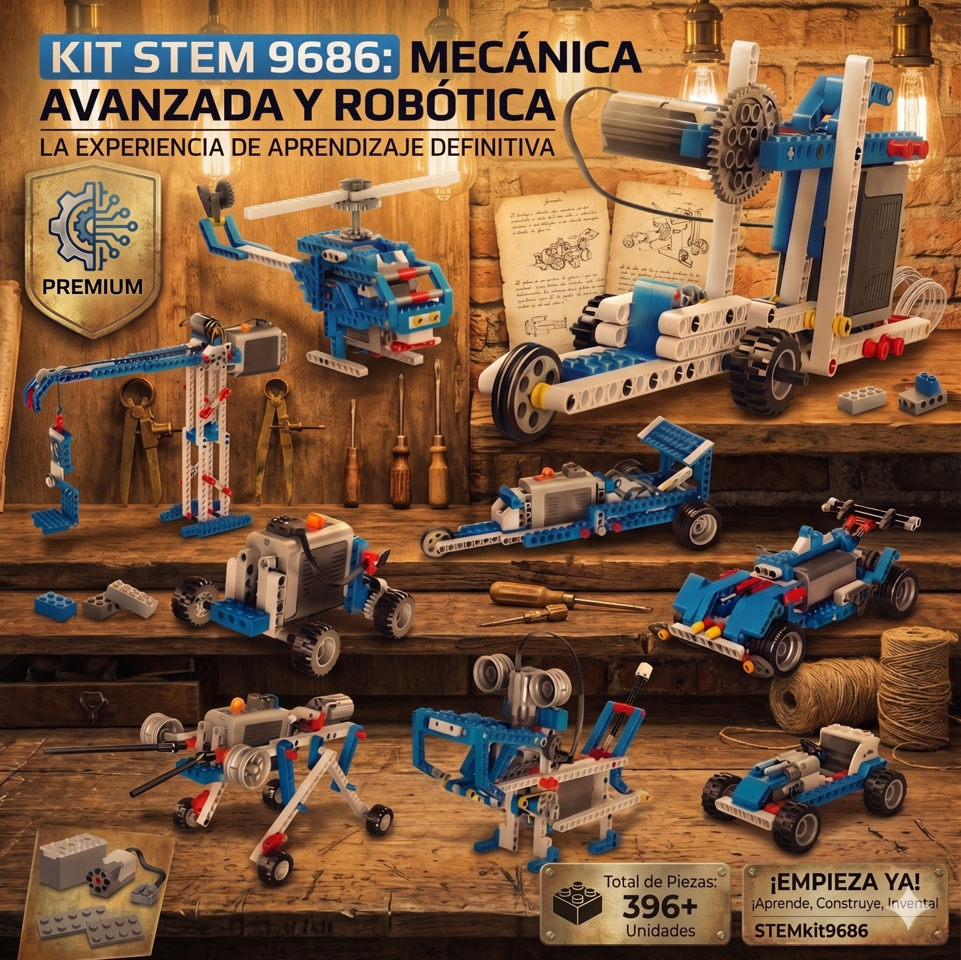 Kit STEM 9686 compatible Lego motor modelos